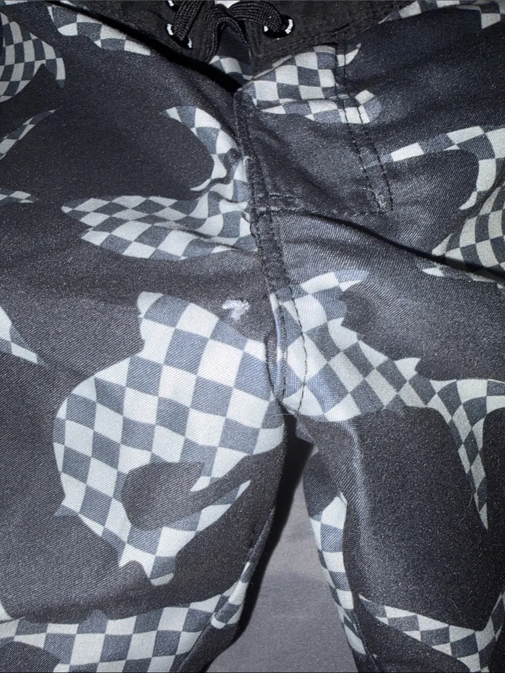 Hurley Black & Gray Checker Swim Trunks